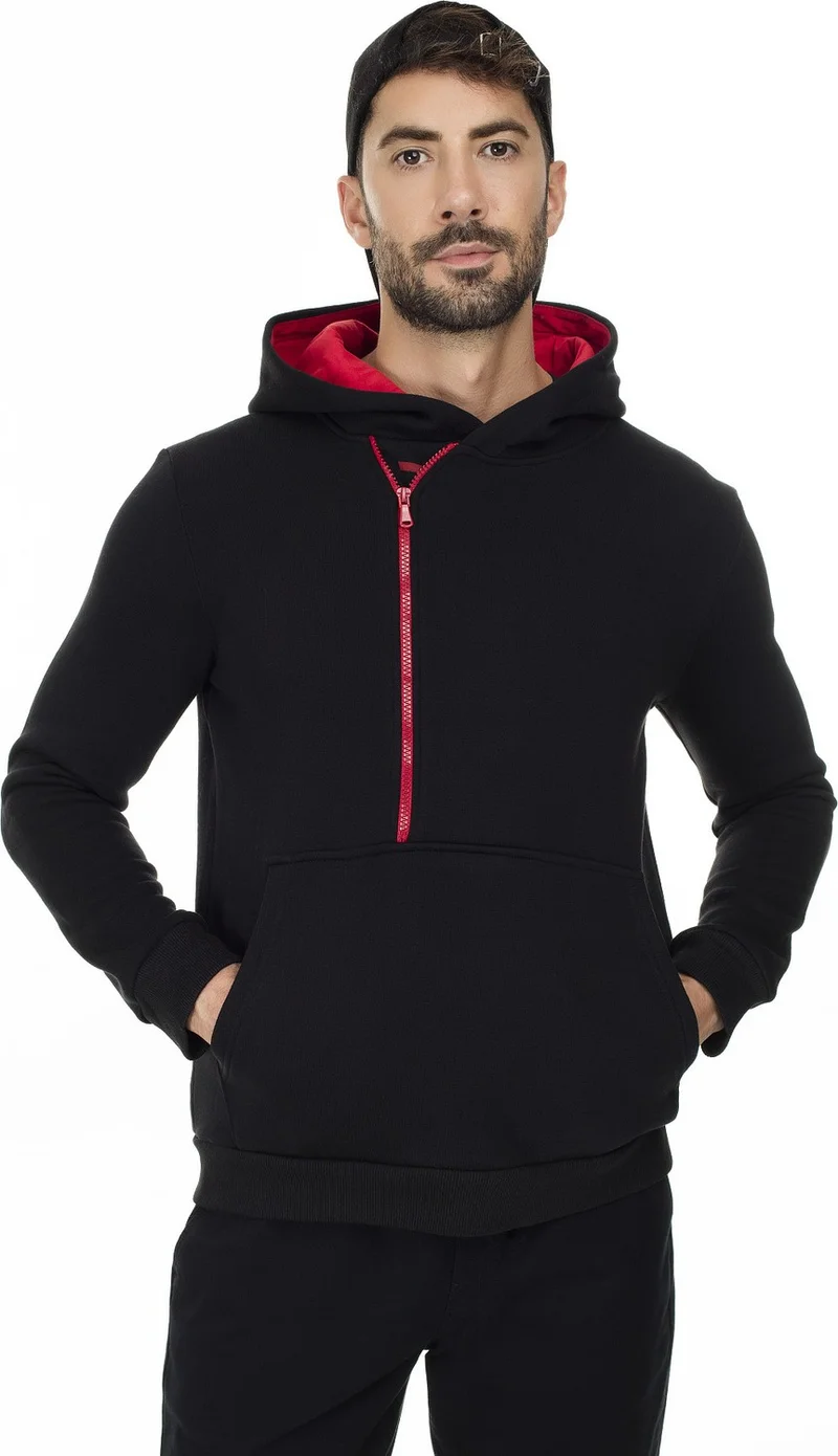 Buratti Kangaroo Pocket Zippered Hooded Collar Slim Men's Sweat 575707