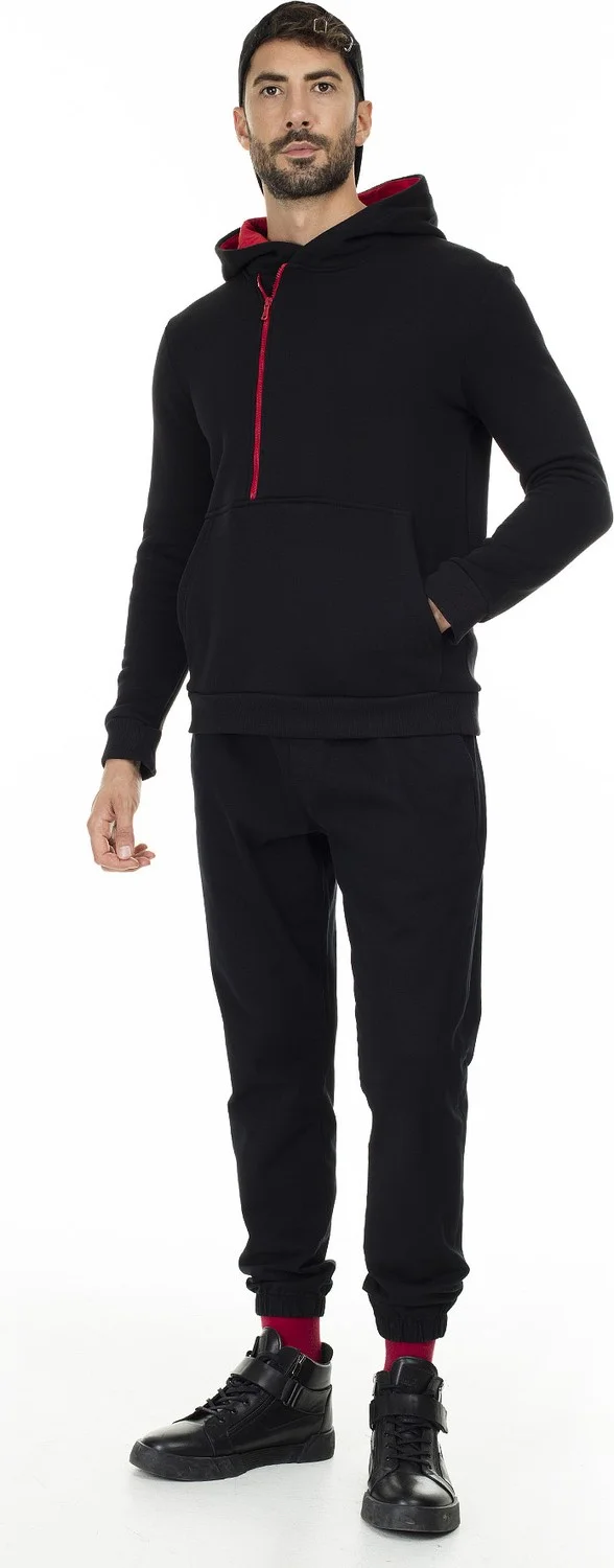 Buratti Kangaroo Pocket Zippered Hooded Collar Slim Men's Sweat 575707