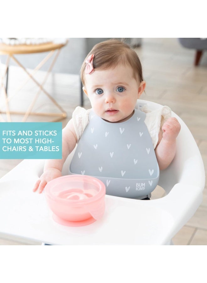 Bumkins Feeding Set with Suction, Includes Spoon and Lid, Training Essentials for Baby-Led Weaning, Toddler Self-Feeding, Babies Eating at 4 Mos Up, Pink Jelly - Image 3