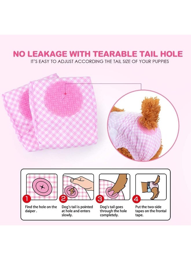 Mumoo Bear Dog Diapers Female - Disposable Dog Diapers, Cat Diapers for Female Cats, Puppy Diapers with Adjustable Foam Tail Hole 10pcs (XS, Pink) - Image 2