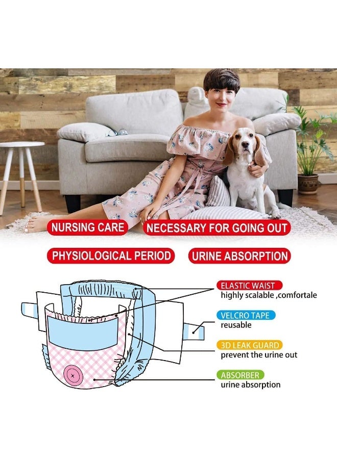 Mumoo Bear Dog Diapers Female - Disposable Dog Diapers, Cat Diapers for Female Cats, Puppy Diapers with Adjustable Foam Tail Hole 10pcs (XS, Pink) - Image 5