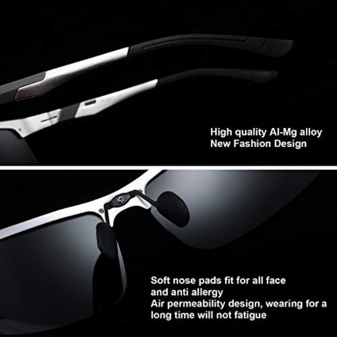 بوكيلار نظارات شمسية رجالية PUKCLAR مقاومة للانعكاس لقيادة الرياضة نظارات شمسية إطار معدني من الألومنيوم والمغنيسيوم نظارات الغوص للدراجة والصيد والجولف - Image 3