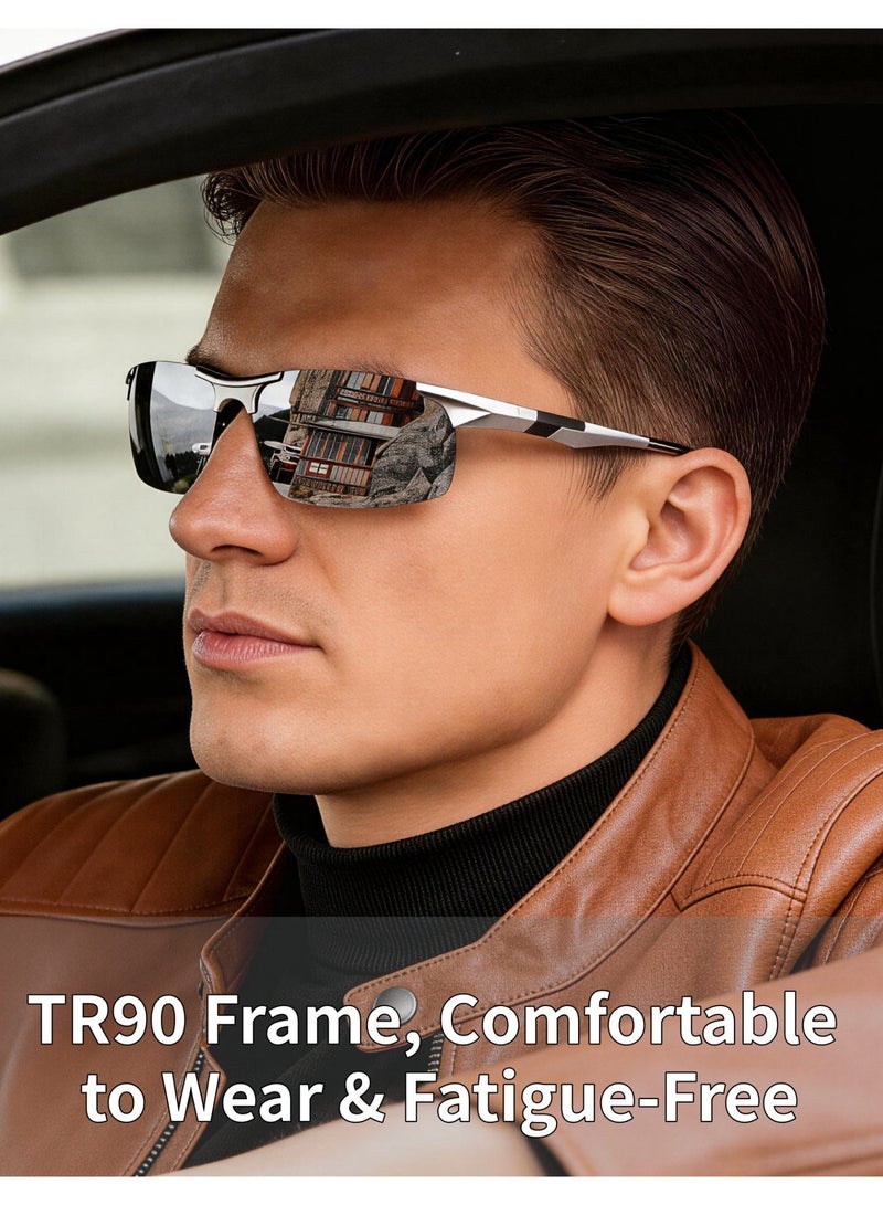 بوكيلار نظارات شمسية رجالية PUKCLAR مقاومة للانعكاس لقيادة الرياضة نظارات شمسية إطار معدني من الألومنيوم والمغنيسيوم نظارات الغوص للدراجة والصيد والجولف - Image 2
