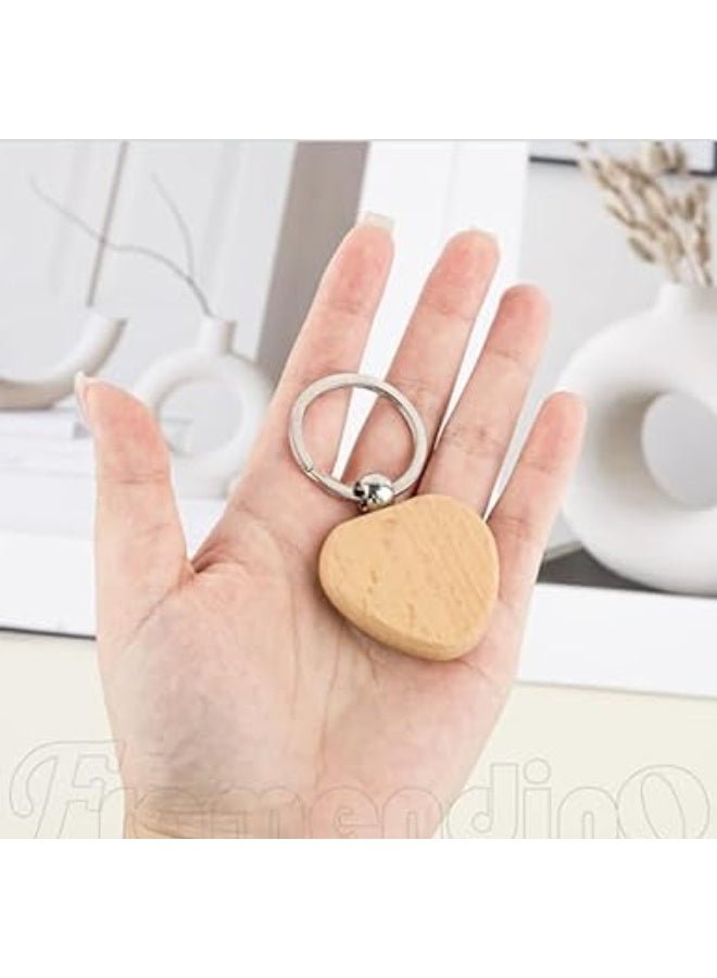 Heartshaped Love Wooden Keychain | Natural Beech Wood Heart Shape Key Ring for Men & Women | Cute, Simple & Elegant Key Holder for Car, Bag & Home - Image 2