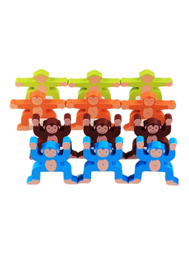 12-Piece Wooden Monkeys Balance Game Set - Image 1