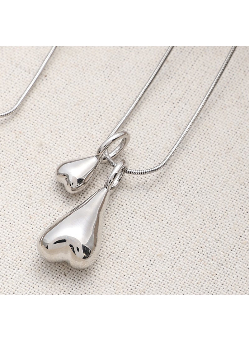 Generic - Minimalist Silver Heart Pendant Sweater Necklace Silver size love heart - Image 1