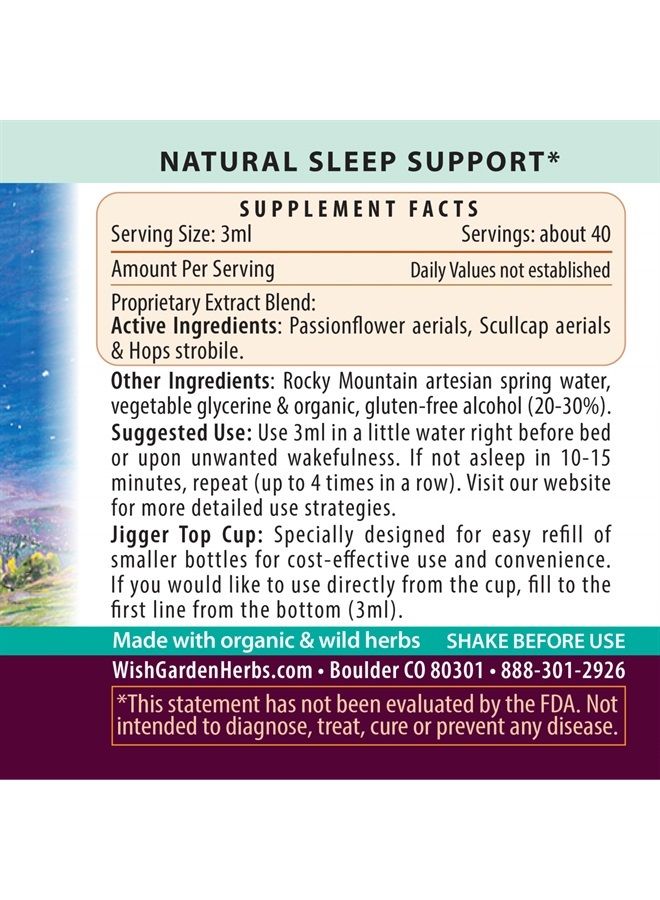 Wishgarden Herbs Sleepy Nights & Fresh Mornings - All-Natural Herbal Sleep Aid Tincture, Organic Sleep Supplement with Passionflower, Hops and Scullcap, Supports Deep Sleep & Healthy Sleep Cycles, 4oz  - Image 2