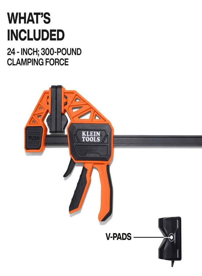 Klein Tools 47558 Speed-Klamp 24-Inch, 300-Pound Clamping Force, Clamp/Spreader, Pivoting Pads, One-Handed-Operation for Woodworking and Metal Projects - Image 2