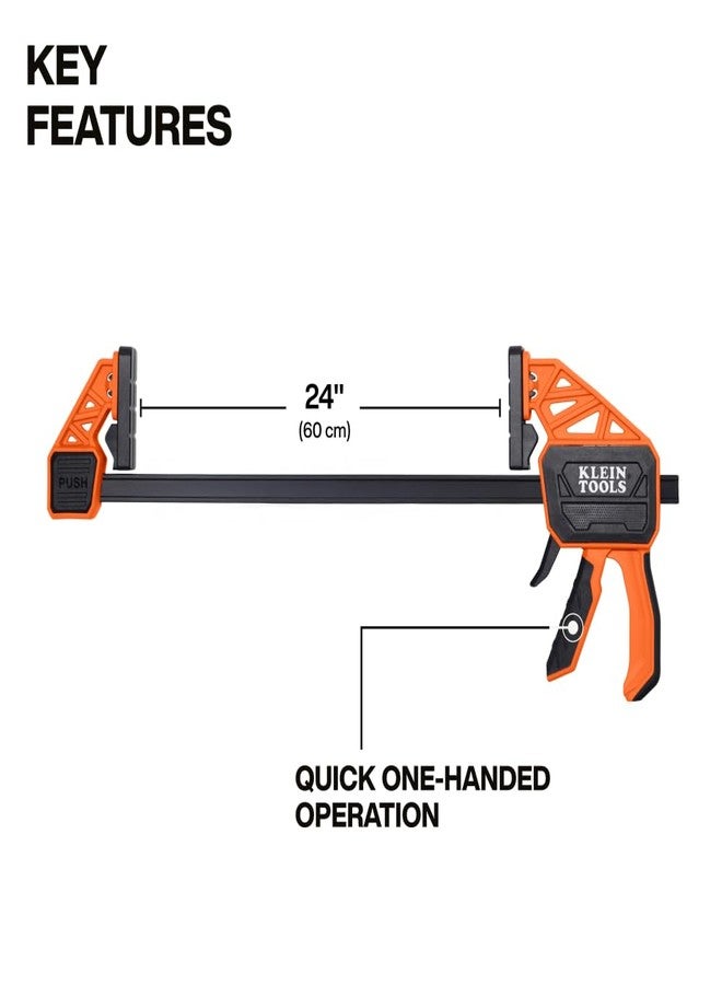 Klein Tools 47558 Speed-Klamp 24-Inch, 300-Pound Clamping Force, Clamp/Spreader, Pivoting Pads, One-Handed-Operation for Woodworking and Metal Projects - Image 3