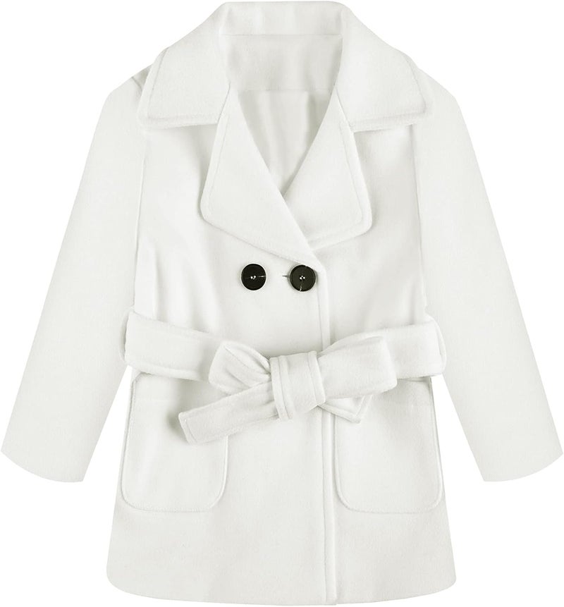 Runcati Baby Kids Boys Girls Classic Wool Blend Coat Winter Double Breasted Trench Coat Outwear Pea Coat Jacket with Belt - Image 1