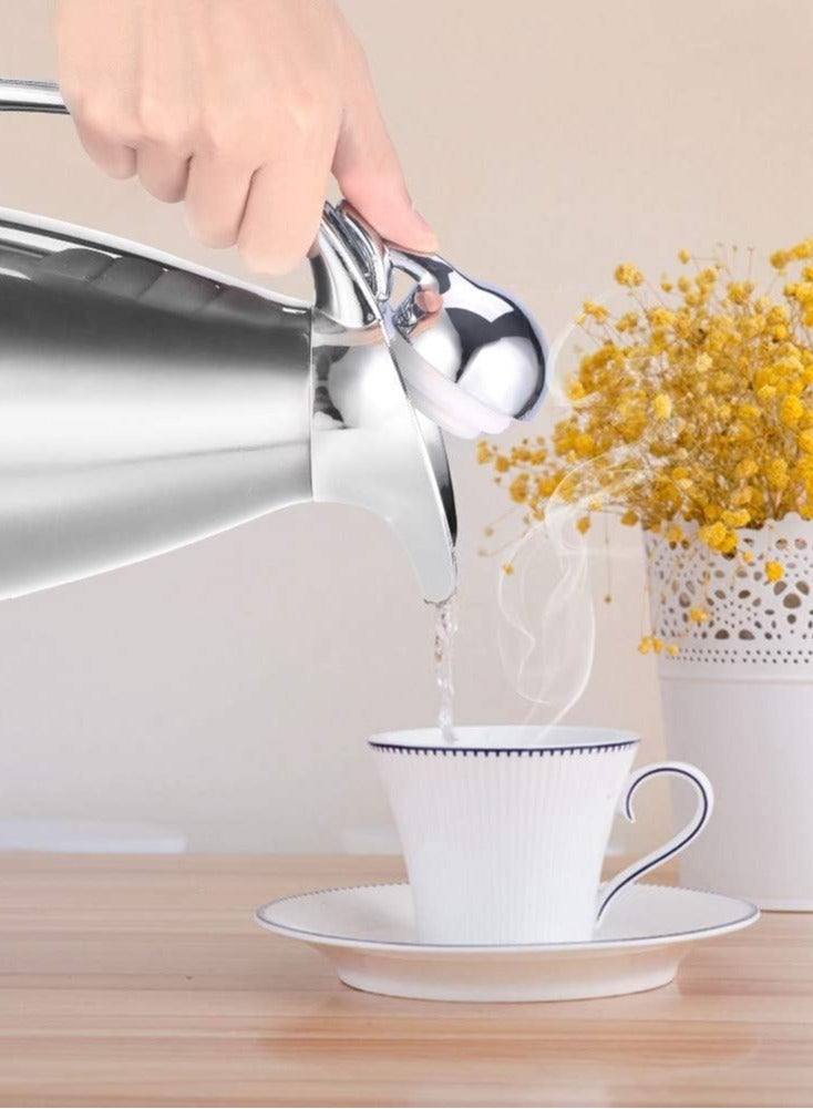 HASANAT ESSENTIALS Essentials Stainless Steel Coffee Pot,Double Wall Vacuum Insulated Thermo Jug 1.5L/2L Hot Water Bottle,Durable and Rust Resistant for Storing Coffee,Tea,etc(2L -Silver) - Image 1