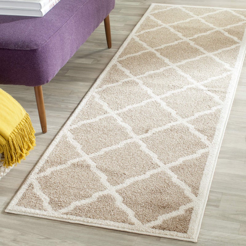 SAFAVIEH Amherst Collection Runner Rug  23 x 11 Wheat  Beige Moroccan Trellis Design NonShedding  Easy Care Ideal for High Traffic Areas in Living Room Bedroom AMT421S