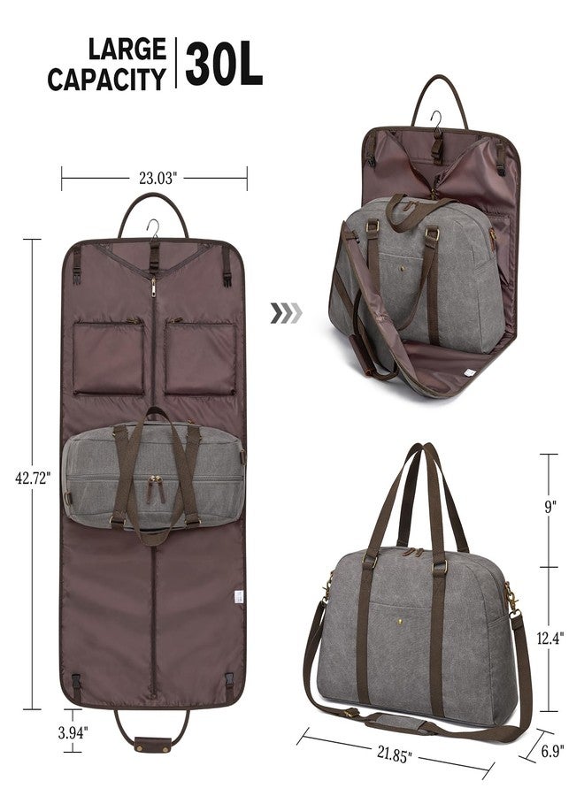 S-ZONE Garment Bags for Travel Canvas Duffle Suit Bags Men Women 2 in 1 Large Carry On Weekend Hanging Clothes Suitcase - Image 2