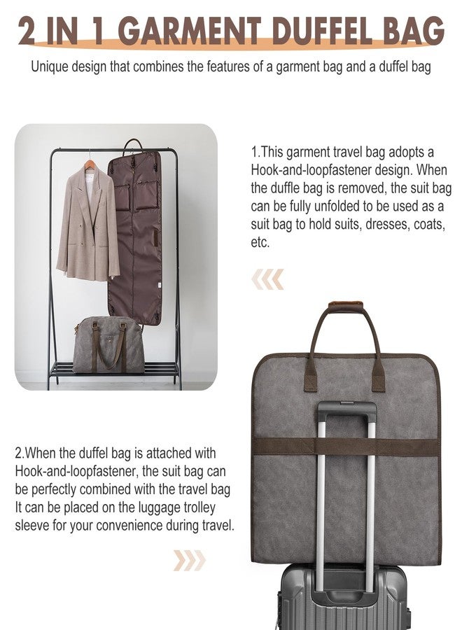 S-ZONE Garment Bags for Travel Canvas Duffle Suit Bags Men Women 2 in 1 Large Carry On Weekend Hanging Clothes Suitcase - Image 5