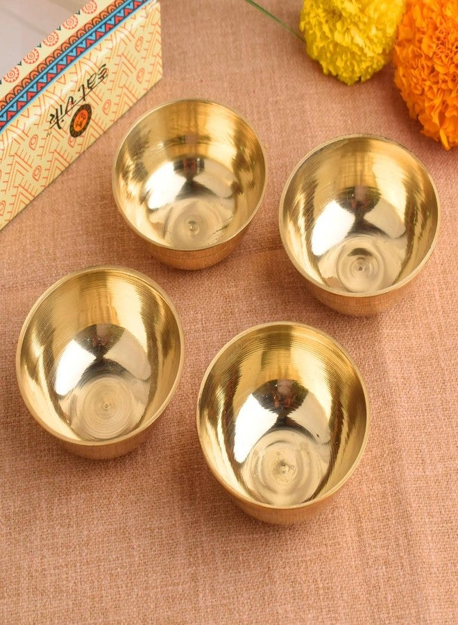 SATVIK STORE مجموعة ساتفيك المكونة من 4 أوعية نحاسية كبيرة لبوجا | أوعية نحاسية نقية للبراساد والتأمل واليوجا وديوالي | لوازم مذبح بهوج كاتوري الهندي - Image 2