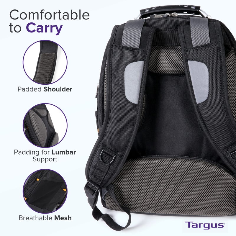 Targus Drifter II Laptop Backpack, Black/Gray â€“ Backpack for Men for Business and Travel, Durable Water-Resistant Material, Fits up to 17" Laptops (TSB239US) - Image 3