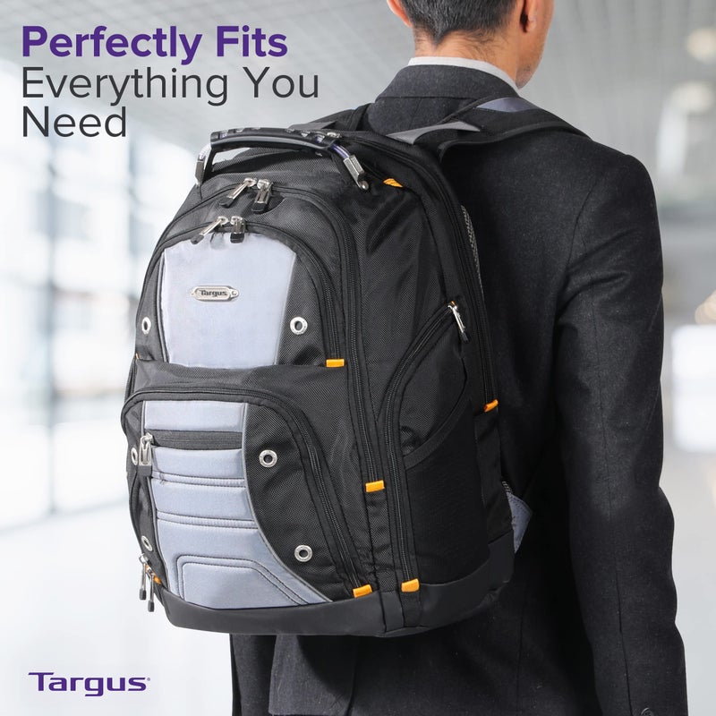 Targus Drifter II Laptop Backpack, Black/Gray â€“ Backpack for Men for Business and Travel, Durable Water-Resistant Material, Fits up to 17" Laptops (TSB239US) - Image 4