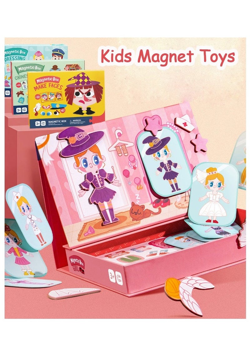 Kids Magnet Toys Magnetic Jigsaw Puzzle Boxes with Game Board for Kids Ages 3-8, Preschool Tabletop Toy for Toddlers, Portable Travel Game, Girl - Image 5