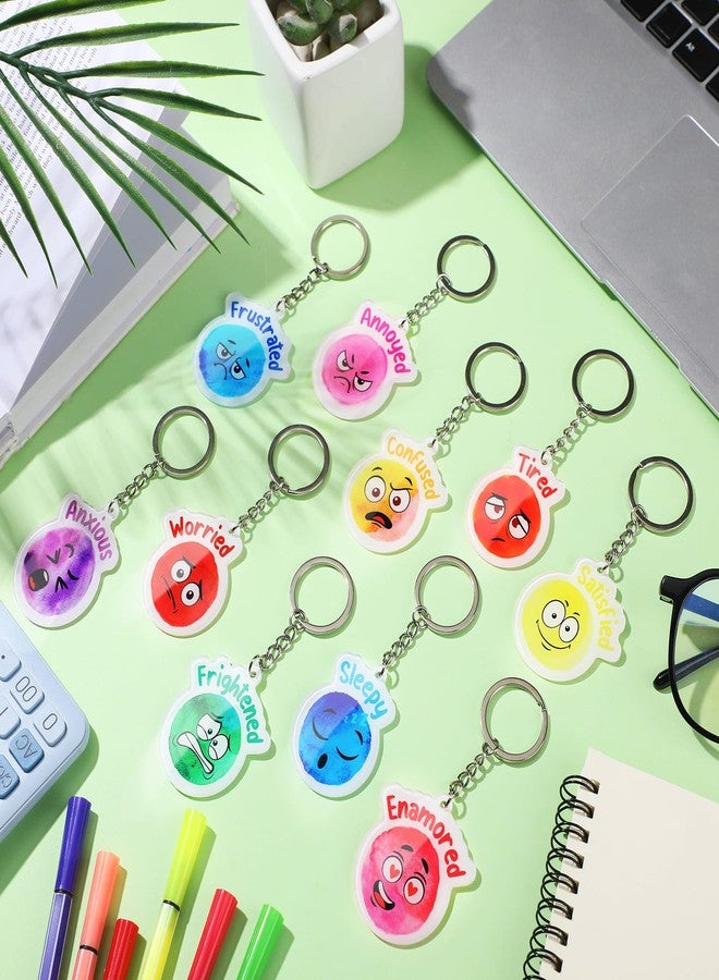 سوريو مجموعة Sureio من 40 قطعة من سلاسل مفاتيح عيد الميلاد بتصميمات وجوه معبرة عن المشاعر، سلاسل مفاتيح مرحة ومحفزة، حلقات مفاتيح أكريليك لطيفة، هدايا تشجيعية ودعم عاطفي بالجملة لعيد الميلاد، لوازم مكتبية ومنزلية ومدرسية - Image 5