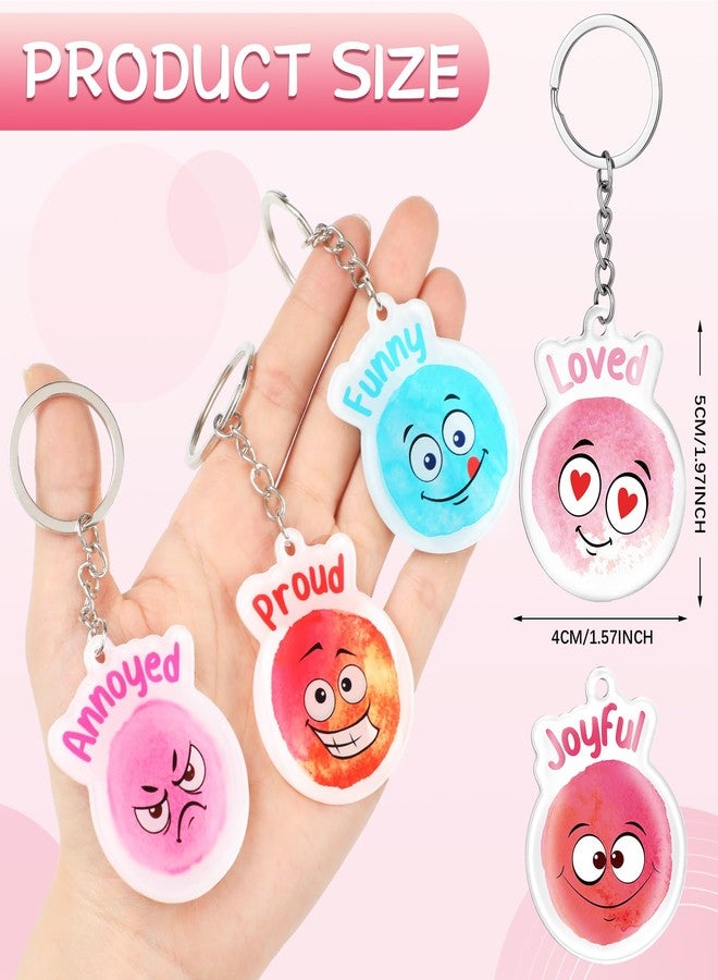 سوريو مجموعة Sureio من 40 قطعة من سلاسل مفاتيح عيد الميلاد بتصميمات وجوه معبرة عن المشاعر، سلاسل مفاتيح مرحة ومحفزة، حلقات مفاتيح أكريليك لطيفة، هدايا تشجيعية ودعم عاطفي بالجملة لعيد الميلاد، لوازم مكتبية ومنزلية ومدرسية - Image 2