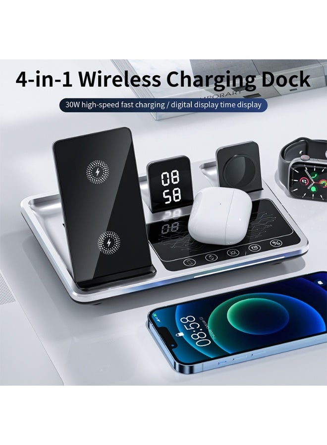 Domars Wireless Charger 4 in 1 for Apple Charging Station Compatible With iPhone 17 Pro Max/16/15 Series, AirPods Pro 2,Watch Charger for iWatch Series 10/9/8, Wireless Charging Station for Multiple Devices Silver - Image 5