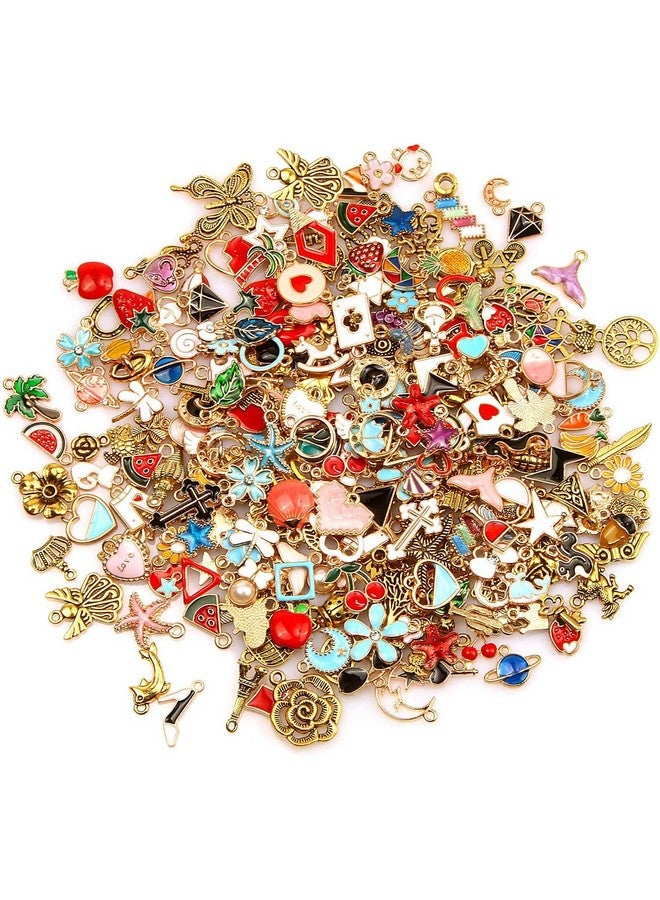 SANNIX 220Pcs Bracelet Charms Assorted Gold Plated Enamel Charms Necklace Bracelet Earrings Charm For Diy Jewelry Making Crafts - Image 1