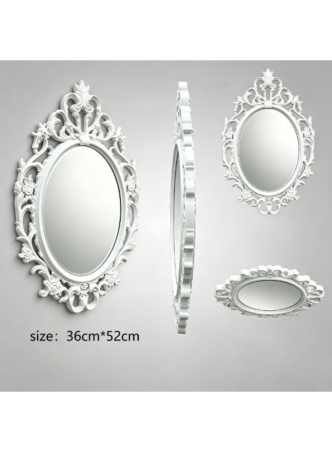 Wall Mirror Oval Vintage Mirrors for Wall Wooden Hanging Decorative Mirror for Bathroom Bedroom Living Room Entryway decor - Image 2