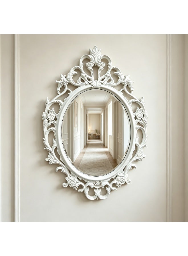 Wall Mirror Oval Vintage Mirrors for Wall Wooden Hanging Decorative Mirror for Bathroom Bedroom Living Room Entryway decor - Image 4