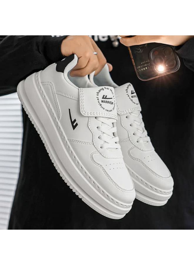 Pull Back Warrior Men's Sports Sneakers Spring New Leather Casual Flap White Black Wxy5587 Size 39 - Image 4