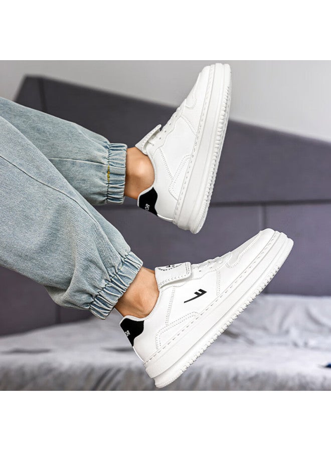 Pull Back Warrior Men's Sports Sneakers Spring New Leather Casual Flap White Black Wxy5587 Size 39 - Image 2