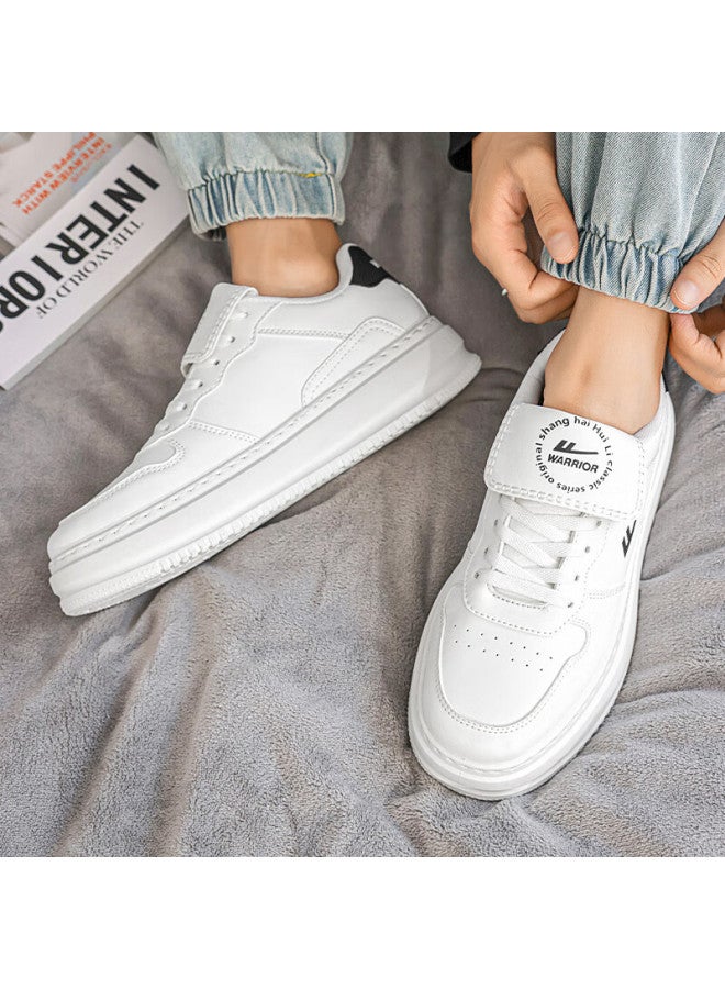 Pull Back Warrior Men's Sports Sneakers Spring New Leather Casual Flap White Black Wxy5587 Size 39 - Image 3