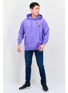 Wrangler Men Crew Neck Long Sleeve Brand Logo Hooded Sweatshirt, Purple  - Image 2