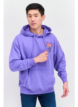Wrangler Men Crew Neck Long Sleeve Brand Logo Hooded Sweatshirt, Purple  - Image 1