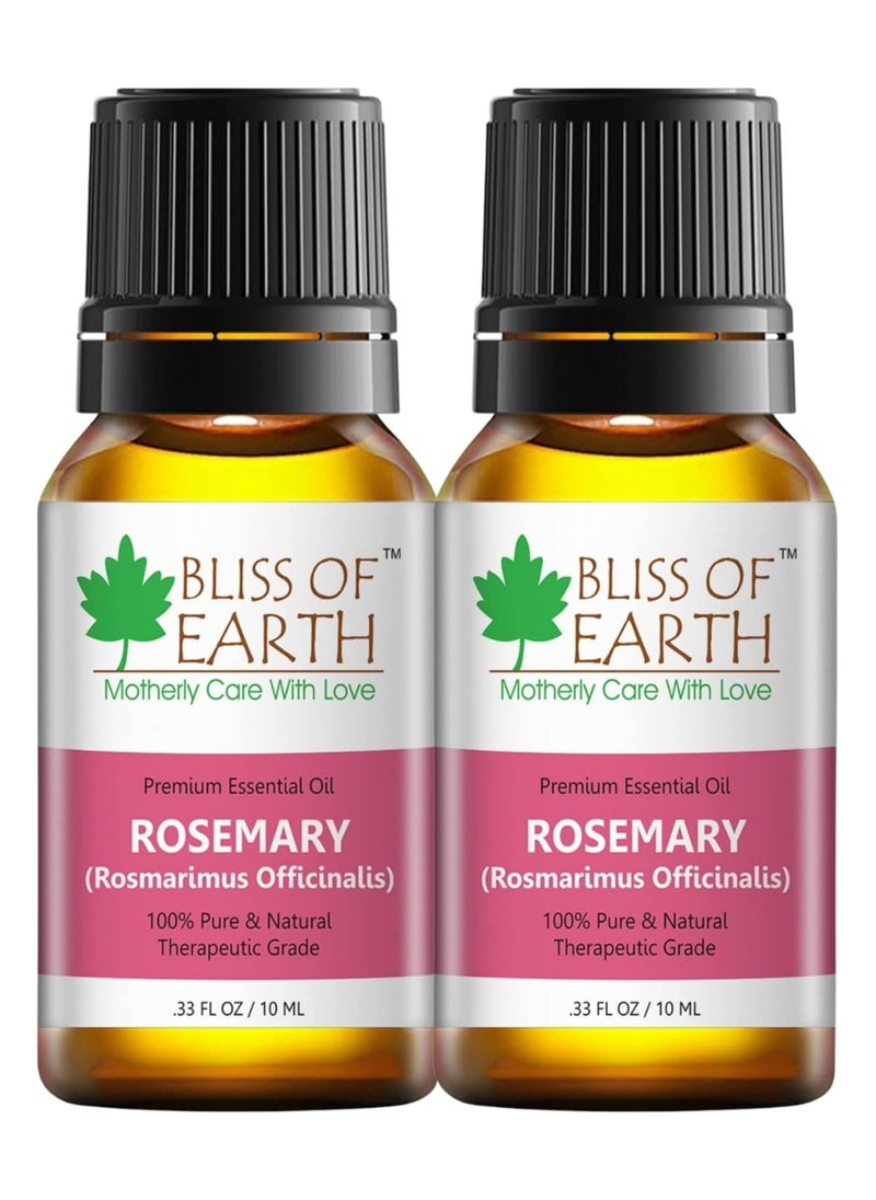 BLISS OF EARTH - ROSEMARY Essential Oil 100% Pure & Natural therapeutic Grade ideal for Aromatherapy 10ml Pack of 2 - Image 1
