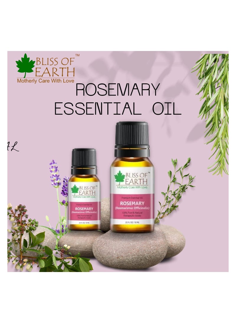BLISS OF EARTH - ROSEMARY Essential Oil 100% Pure & Natural therapeutic Grade ideal for Aromatherapy 10ml Pack of 2 - Image 1