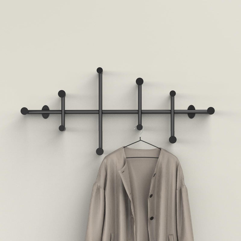 SSNEWOG Large Coat Hooks Wall Mount, Minimalist Black Coat Rack Wall Mount, 31'' Long Heavy Duty Coat Rack Wall Mounted with 10 Hook for Room Entryway, Bedroom, Cloakroom, Hallway - Image 2