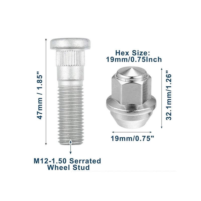 Car Wheel Bolt Nuts Compatible with Fiesta 2011-2019 Wheel Bolt Auto Parts Accessory Bolts to Hold Hubs in Place Steel Bolts OEM:CV6Z1012C ACPZ1012H(Nuts) - Image 4
