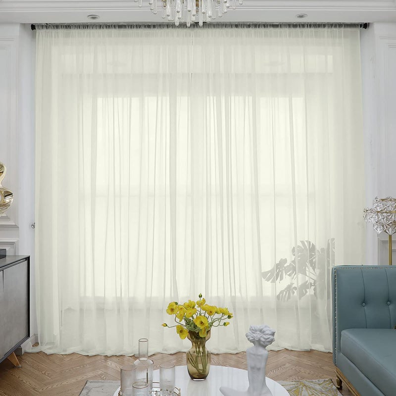 ABCHOME Sheer Curtains Inches Long Window Sheer Curtain 2 Panels Sheer Curtains Size 63 72 95 108 145 Long Inch Bedroom Children Living Room Yard Beige 52 W x 84 L  2 Pcs