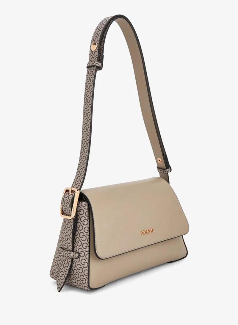 Celeste Textured Panel Shoulder Bag With Button Closure