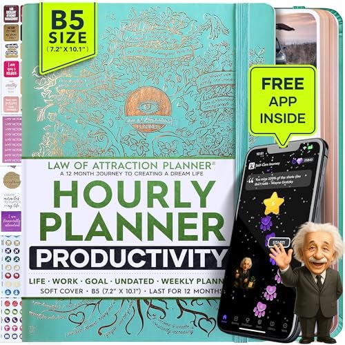 Freedom Mastery Law of Attraction Planner – Undated Hourly, Weekly & Monthly Goal Setting Planner, 12-Month to Increase Productivity | Life & Gratitude Journal, Include Foldable Vision Board, Gift Box & Stickers - Image 1
