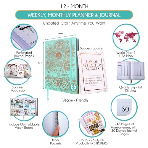 Freedom Mastery Law of Attraction Planner – Undated Hourly, Weekly & Monthly Goal Setting Planner, 12-Month to Increase Productivity | Life & Gratitude Journal, Include Foldable Vision Board, Gift Box & Stickers - Image 2