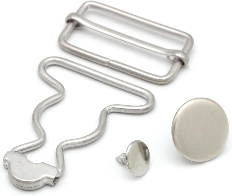 Enosea 4 Sets Overall Buckles, Metal Suspender Buckles Overall Clip Replacement with Buckle Slider and Buttons(1.25 inch) - Image 1