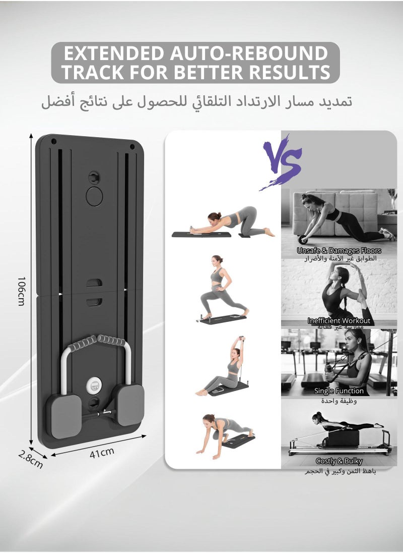 Nooriya - Pilates Board - Pilates Reformer Set, Multi-Purpose Foldable Pilates Reformer Board for Home, 5 in 1 Pilates Sliding Board (Equipped with 8 button batteries) - Image 1