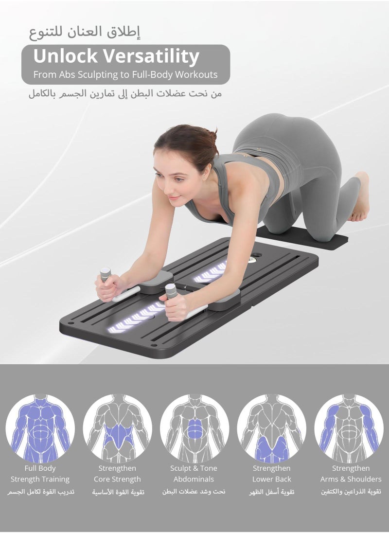 Nooriya - Pilates Board - Pilates Reformer Set, Multi-Purpose Foldable Pilates Reformer Board for Home, 5 in 1 Pilates Sliding Board (Equipped with 8 button batteries) - Image 1