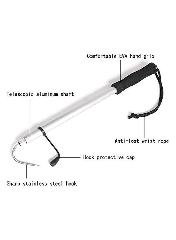 بروماس خطاف فولاذي، خطاف صيد السمك تلسكوبي قابل للسحب من الفولاذ المقاوم للصدأ لصيد الأسماك في البحر مع مقبض EVA ناعم - Image 3