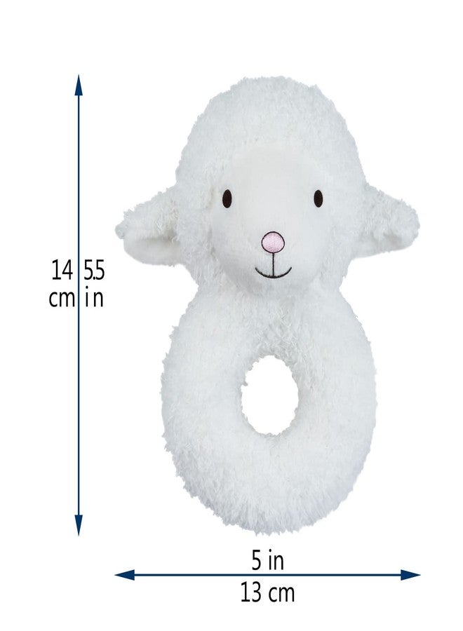 Doindute Baby Lamb Soft Rattle Toy, Sheep Plush Infant Shaker Rattle Easy-Grasp Stuffed Animal Toy, Gifts for Newborns Babies Toddlers Boys Girls, White, 5.5 Inches - Image 3