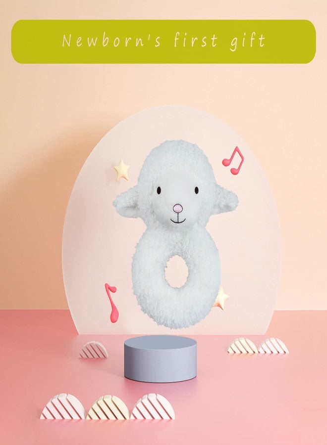 Doindute Baby Lamb Soft Rattle Toy, Sheep Plush Infant Shaker Rattle Easy-Grasp Stuffed Animal Toy, Gifts for Newborns Babies Toddlers Boys Girls, White, 5.5 Inches - Image 4