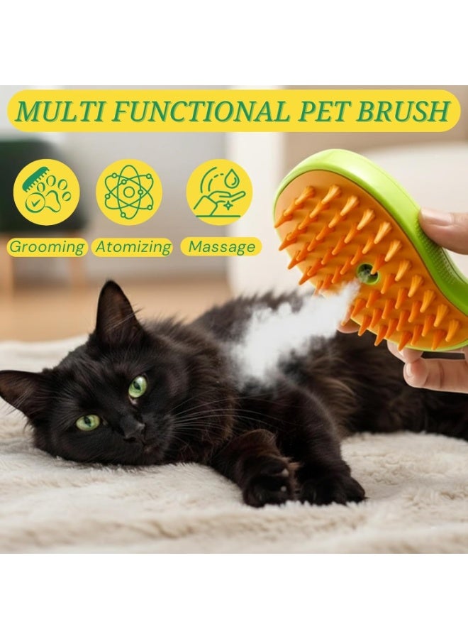 Meetion Cat Steam Brush for Shedding & Grooming – 3-in-1 Steam Cleaner Pet Hair Remover with Self-Cleaning Button – Rechargeable Grooming Brush for Cat & Dog, Short to Long Coats - Image 3