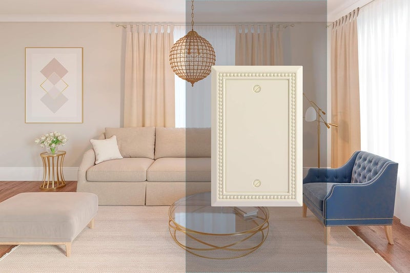 Henne Bery Sunken Pearls Heavy Duty Switch Plate/Wall Plate/Outlet Cover (Single Blank 2PK, Light Almond - Image 5