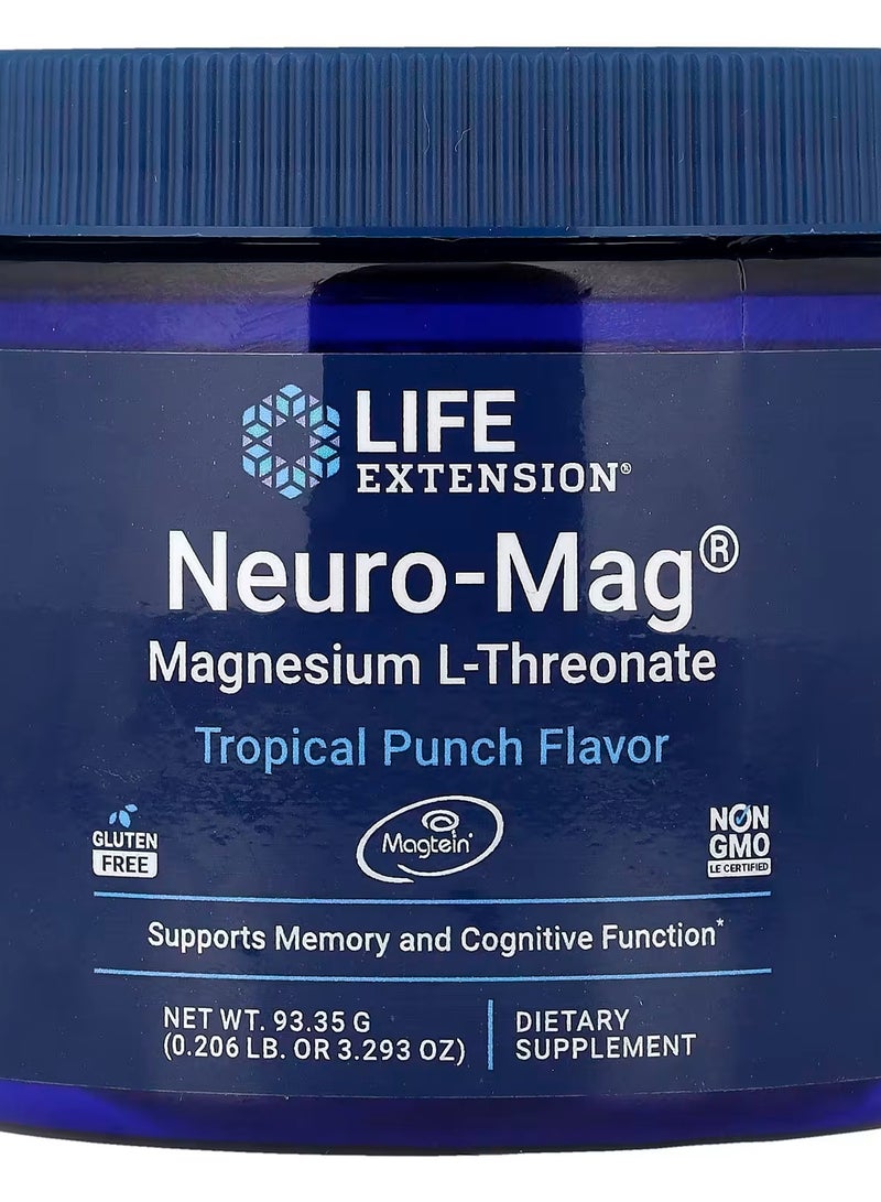 Life Extension, Neuro-Mag®, Magnesium L-Threonate, Tropical Punch, 3.293 oz (93.35 g) - Image 1
